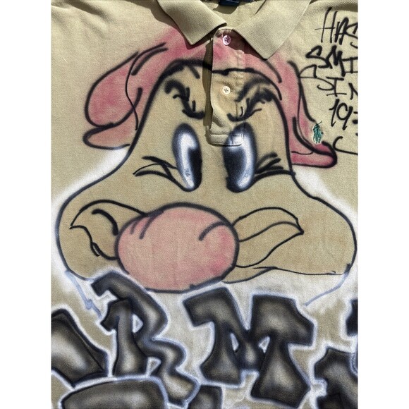 VTG Polo Ralph Lauren Polo Shirt Grumpy Seven Dwarfs Shirt XL Custom Airbrushed - Picture 6 of 9